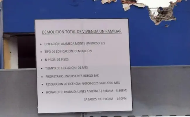 cartel de demolicion en Monte Umbroso
